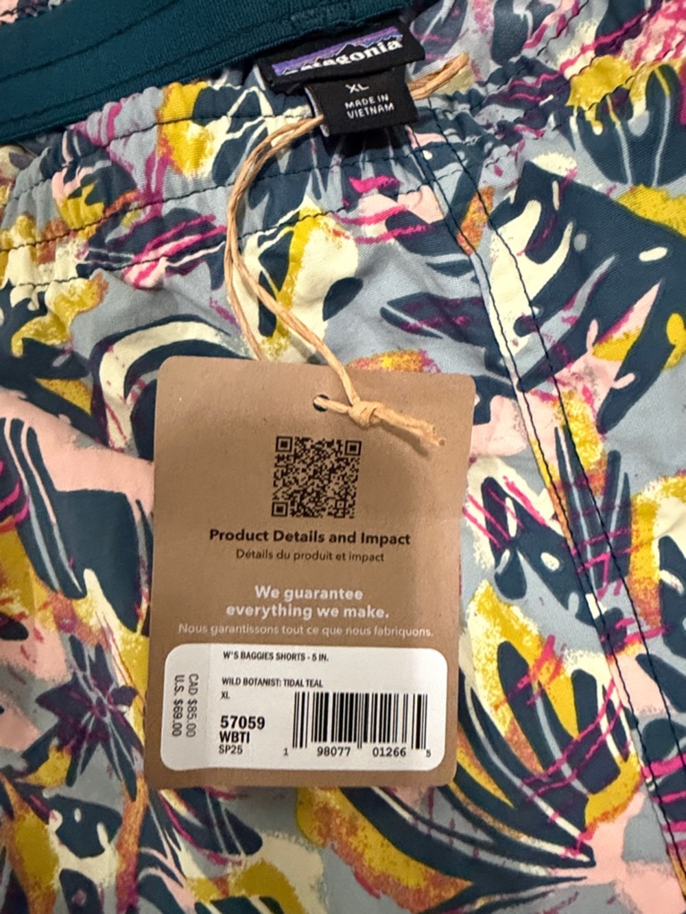 Patagonia Baggies Shorts 5” XL Womens New Wild Botanist Tidal Teal - Picture 5 of 6